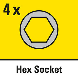 4 "socket wrench" hex sockets of 6 mm / 8 mm / 9 mm / 10 mm