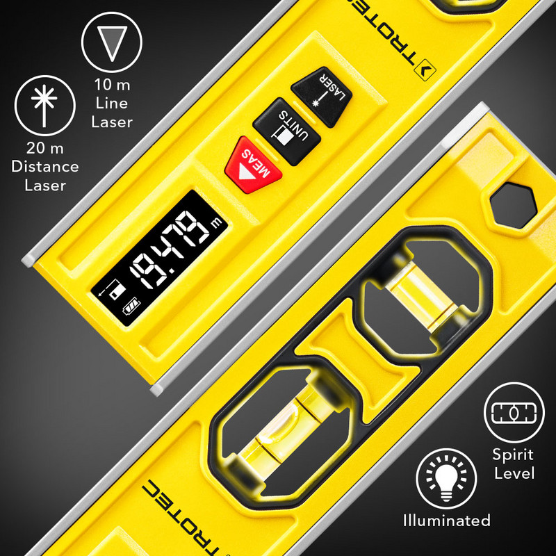 BD1L – 3-in-1 multi-function tool: spirit level, distance meter and line laser cleverly combined