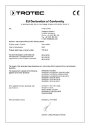 Declaration of conformity for dehumidifier TTK 60 E (INT)