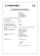 Declaration of conformity for fan heater TFH 22 E (INT)
