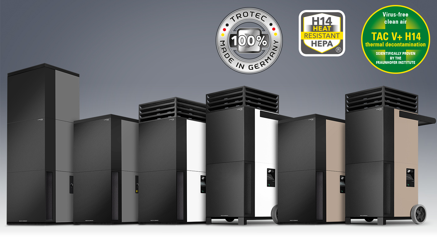 TAC high-performance air purifiers with certified H14 HEPA filter technology for virus filtration and air pollution control