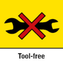 Tool-free retensioning and changing of the chain