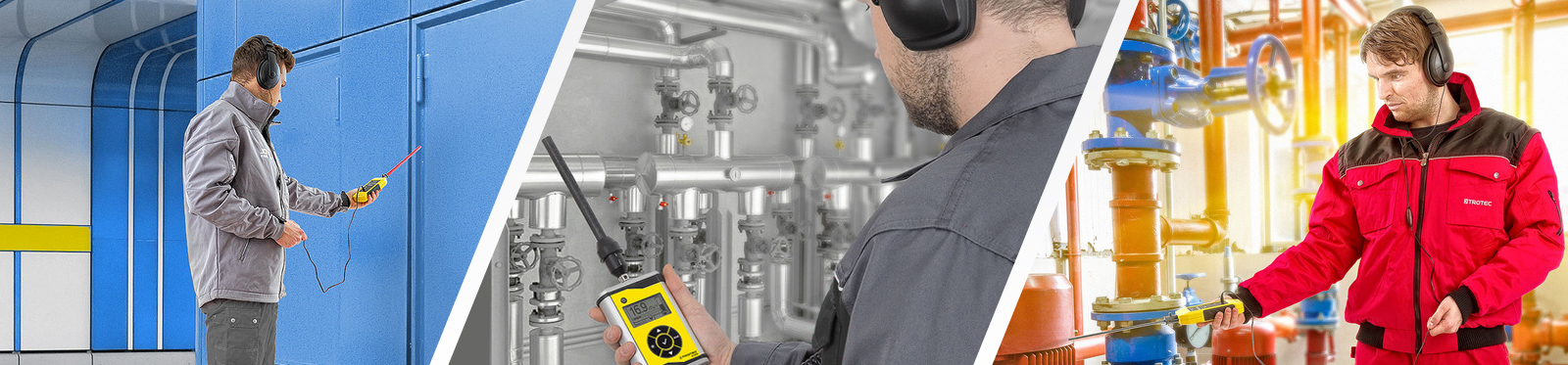 Ultrasonic measuring devices for the detection of compressed air leaks